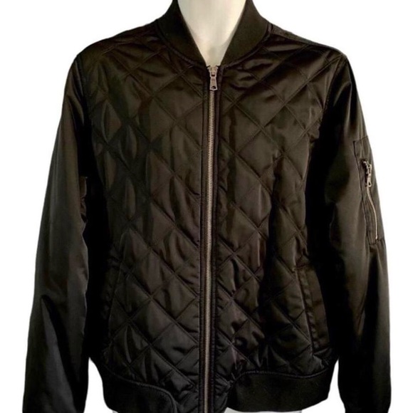 Banana Republic Mens Black Bomber Jacket Quilted Size XL - Picture 2 of 5
